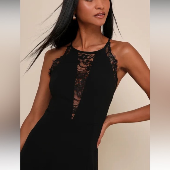 Lulus, black, lace-trimmed, maxi-dress - Picture 4 of 12